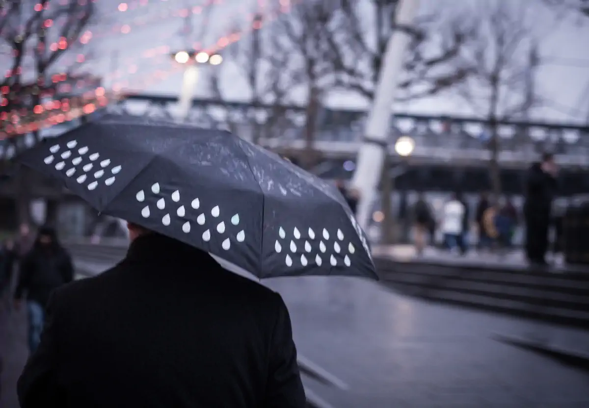 London Rain Man Carries Umbrella