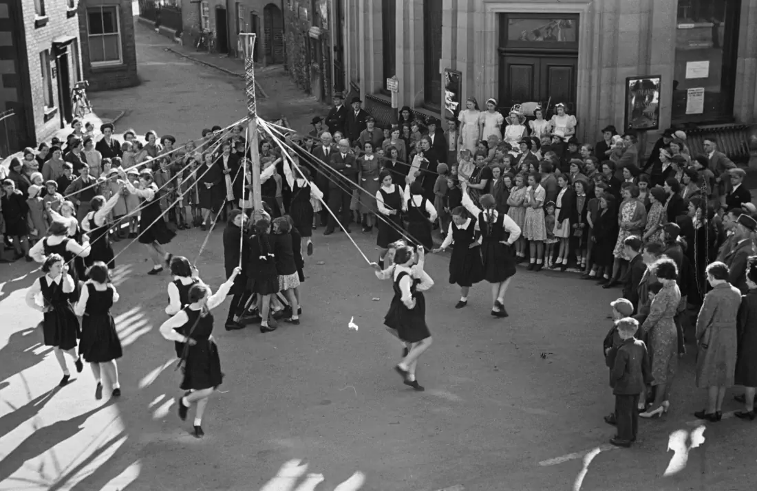 Maypole dancing in Wales in 1941