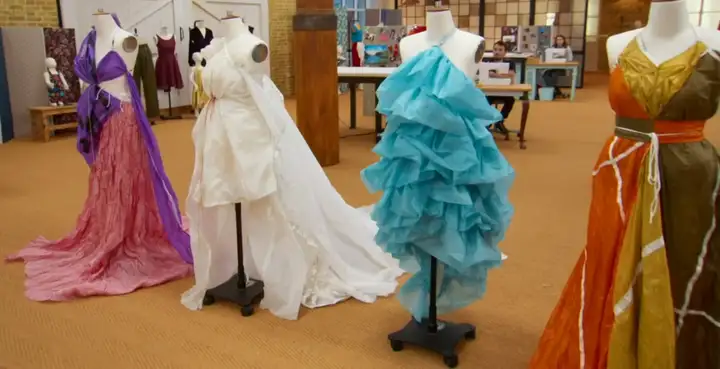 Four dresses made from a parachute