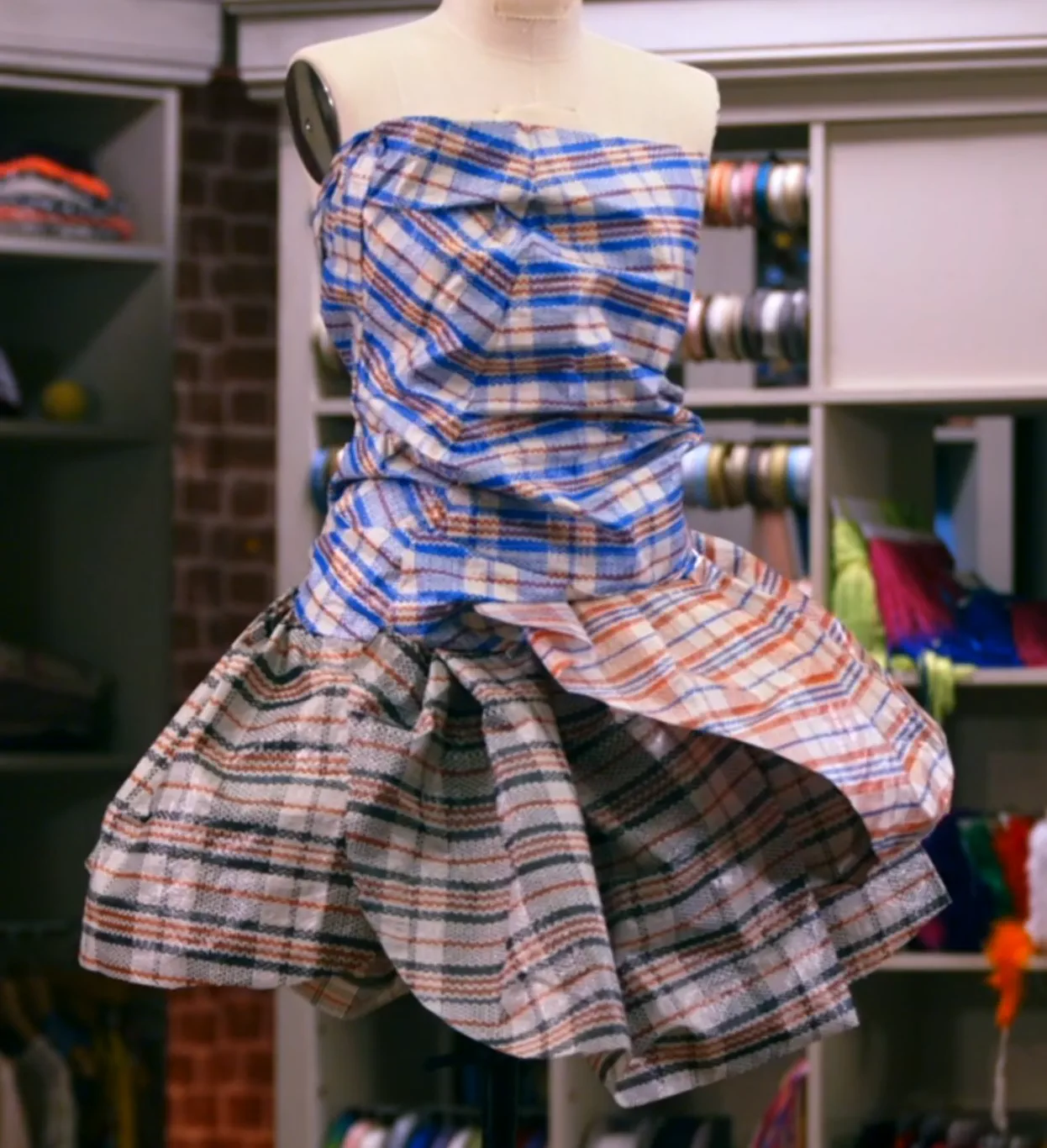 Dress made from upcycled plastic laundry bags