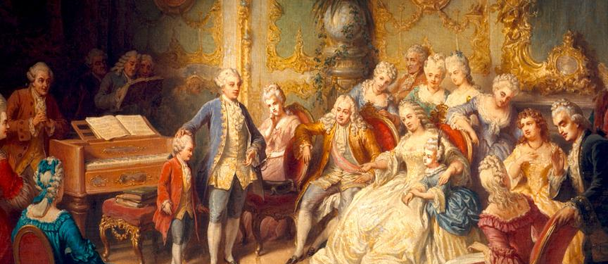 Mozart as a child has an audience with Emperor Francis and Maria Theresa